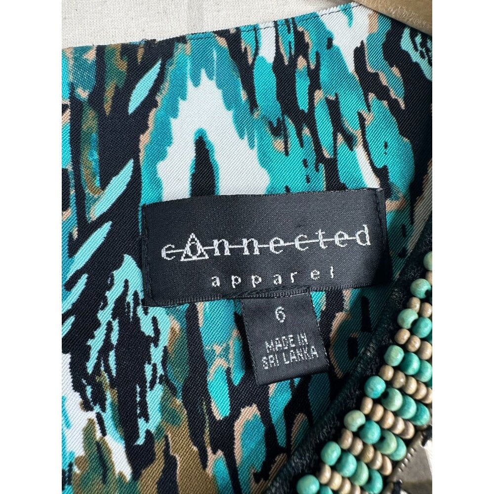 Connected Apparel Beaded Neckline Sleeveless Aztec Print Dress size 6‎ - Picture 2 of 7